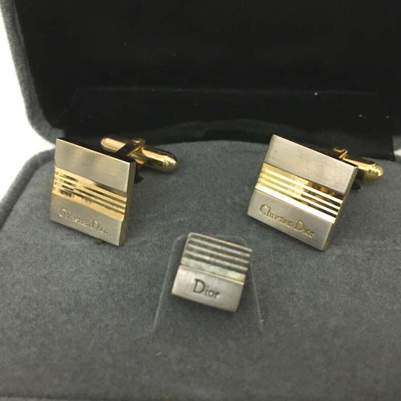 Christian Dior Logos Gold Tone Cuffs Set/2L1770 - Picture 1 of 8